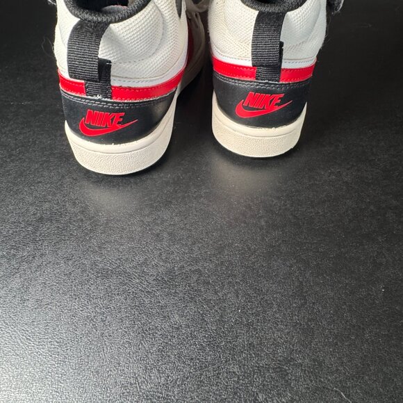 Nike Boys COURT BOROUGH MID 5 Youth CD 7782-110 White/University Red/Black Shoes - Picture 7 of 8